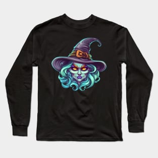 Poison witch face, blue and purple Long Sleeve T-Shirt